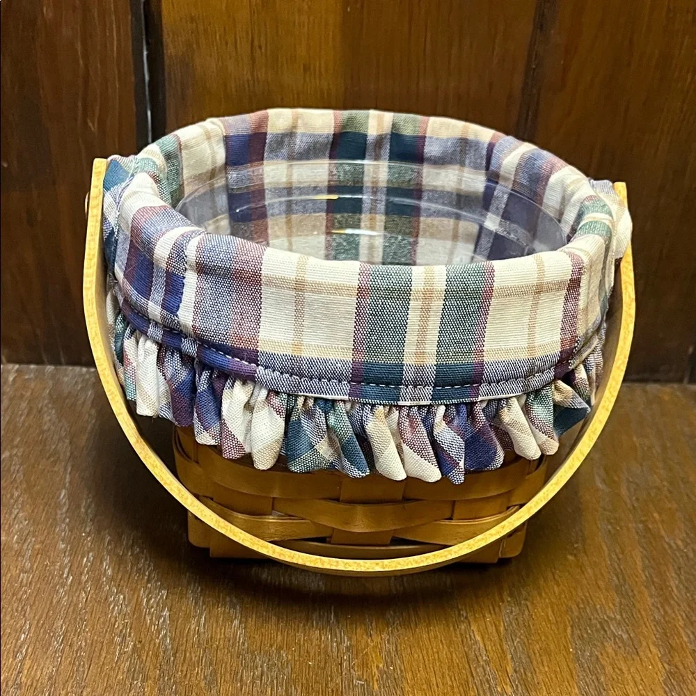 Longaberger Handwoven Basket with Multicolor Lining